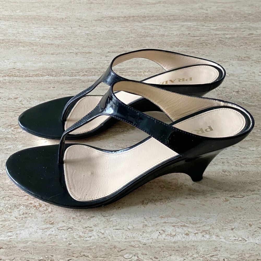 Vintage Prada Thong Sandal Wedge Heels - Picture 2 of 6